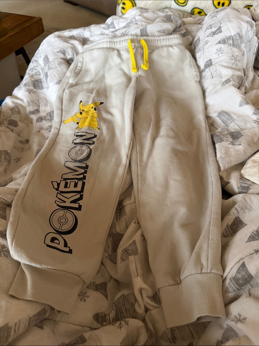 Pokemon Cream Sweatpants with Yellow Pikachu Accent